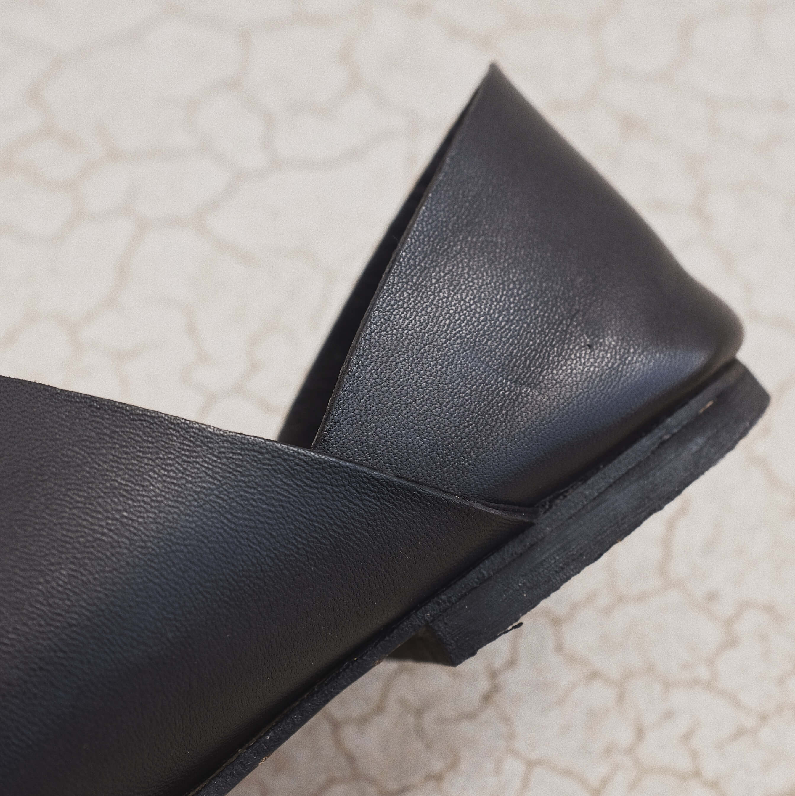 Point Toe Flat - Black Leather
