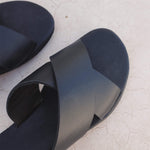 Crisscross Sandal - Black Leather