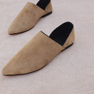 Point Toe Flat - Olive Suede